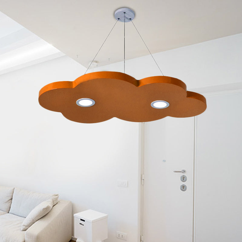 Cartoon Style Cloud Chandelier Lighting Metallic 12.5"/19.5" W LED Living Room Pendant Lamp in Yellow/Orange Clearhalo 'Ceiling Lights' 'Chandeliers' Lighting' options 217535