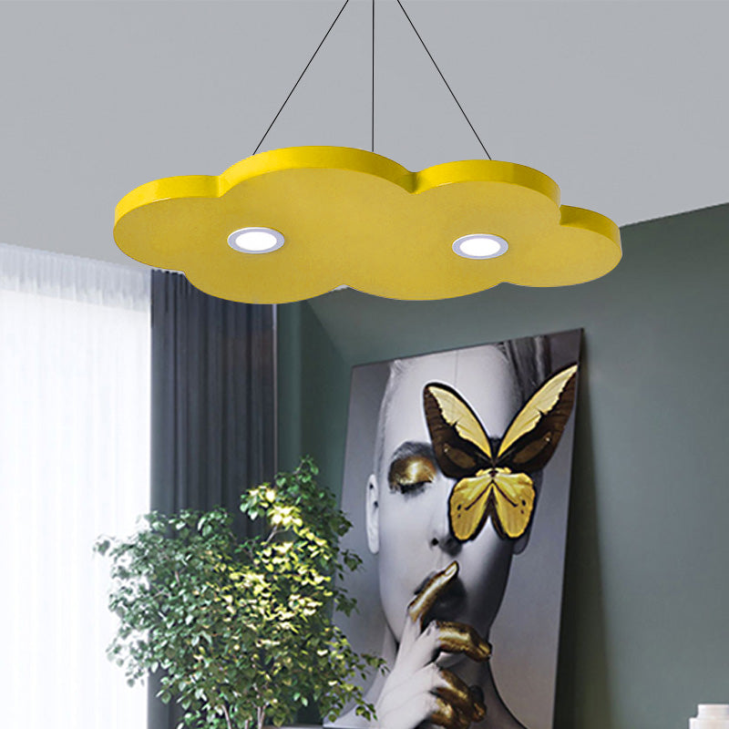 Cartoon Style Cloud Chandelier Lighting Metallic 12.5"/19.5" W LED Living Room Pendant Lamp in Yellow/Orange Clearhalo 'Ceiling Lights' 'Chandeliers' Lighting' options 217537