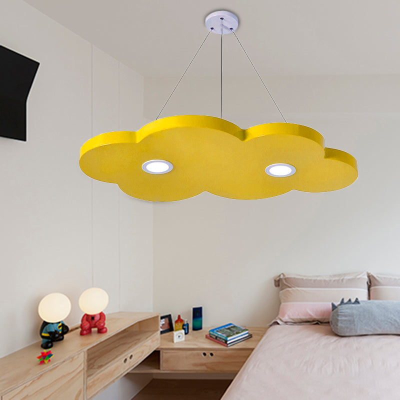 Cartoon Style Cloud Chandelier Lighting Metallic 12.5"/19.5" W LED Living Room Pendant Lamp in Yellow/Orange Clearhalo 'Ceiling Lights' 'Chandeliers' Lighting' options 217538