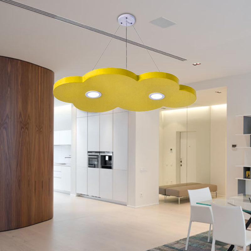 Cartoon Style Cloud Chandelier Lighting Metallic 12.5"/19.5" W LED Living Room Pendant Lamp in Yellow/Orange Clearhalo 'Ceiling Lights' 'Chandeliers' Lighting' options 217539