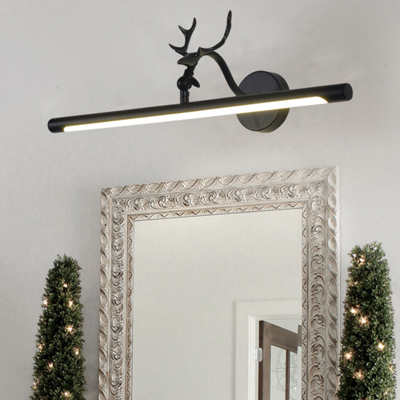 Linear Vanity Lamp Traditional 18"/23"/29.5" Wide LED Metal Sconce Light Fixture in Black for Bathroom Clearhalo 'Vanity Lights' 'Wall Lights' Lighting' 217595