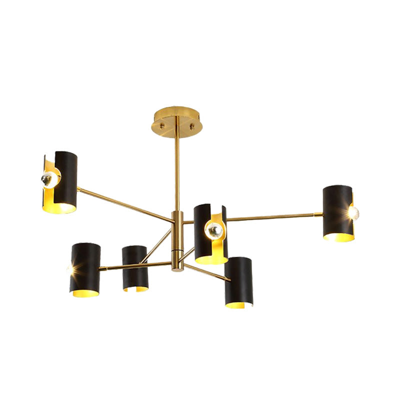 Modernism Starburst Chandelier Pendant Light Metal 4/6/8 Lights Hanging Ceiling Light in Black Clearhalo 'Ceiling Lights' 'Chandeliers' 'Modern Chandeliers' 'Modern' Lighting' 217609