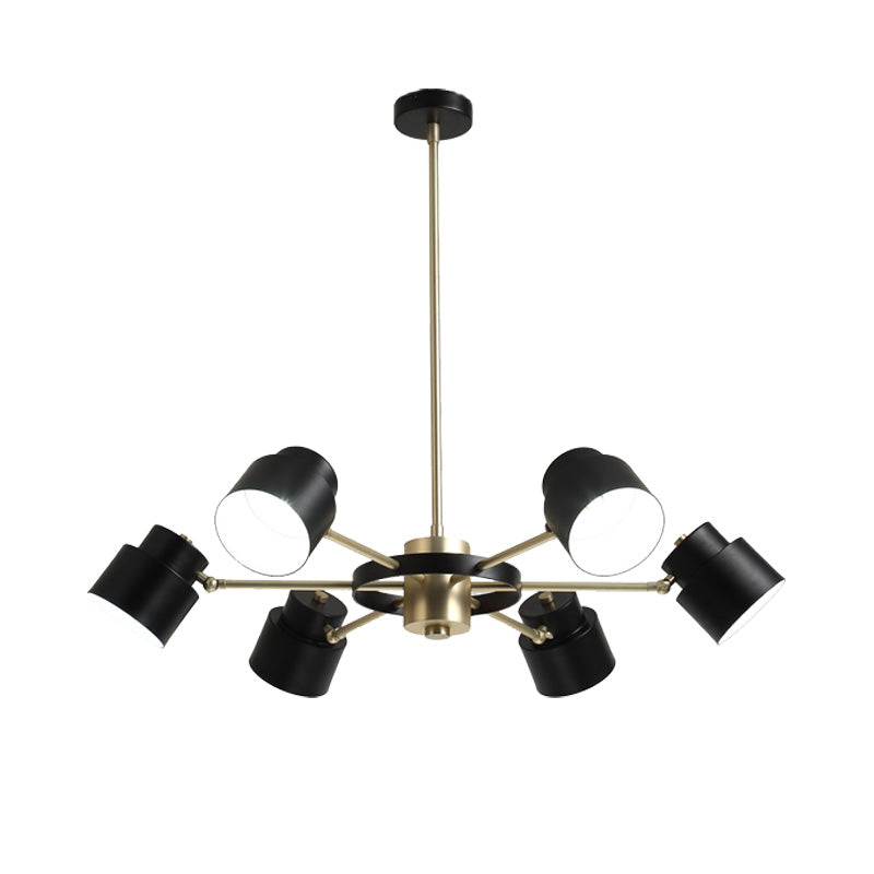 6/8 Lights Radial Pendant Chandelier Contemporary Metal Hanging Pendant Light in Black/White for Bedroom Clearhalo 'Ceiling Lights' 'Chandeliers' 'Modern Chandeliers' 'Modern' Lighting' 217628