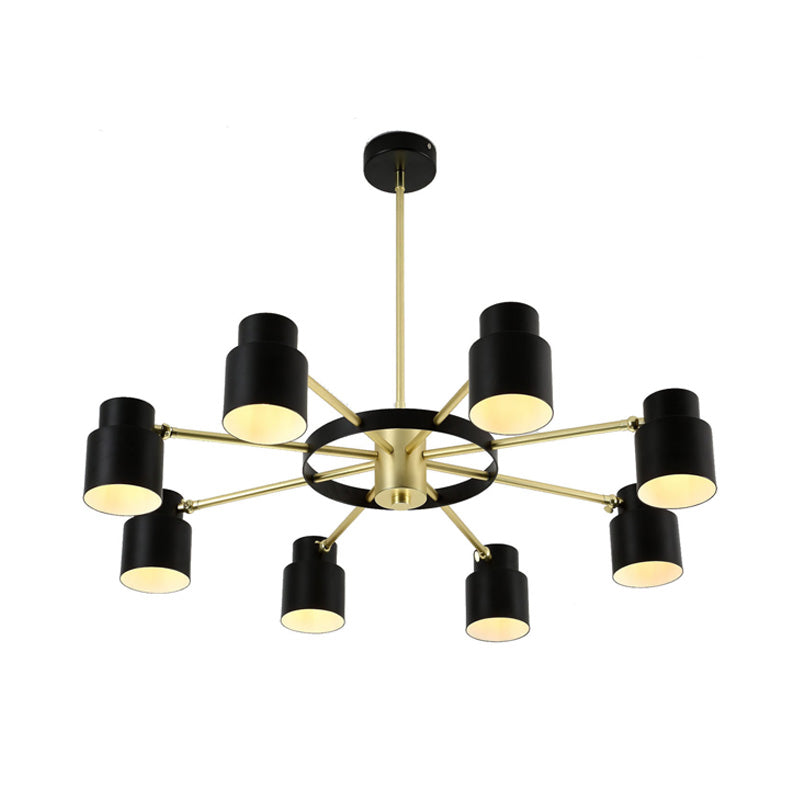 6/8 Lights Radial Pendant Chandelier Contemporary Metal Hanging Pendant Light in Black/White for Bedroom Clearhalo 'Ceiling Lights' 'Chandeliers' 'Modern Chandeliers' 'Modern' Lighting' 217632