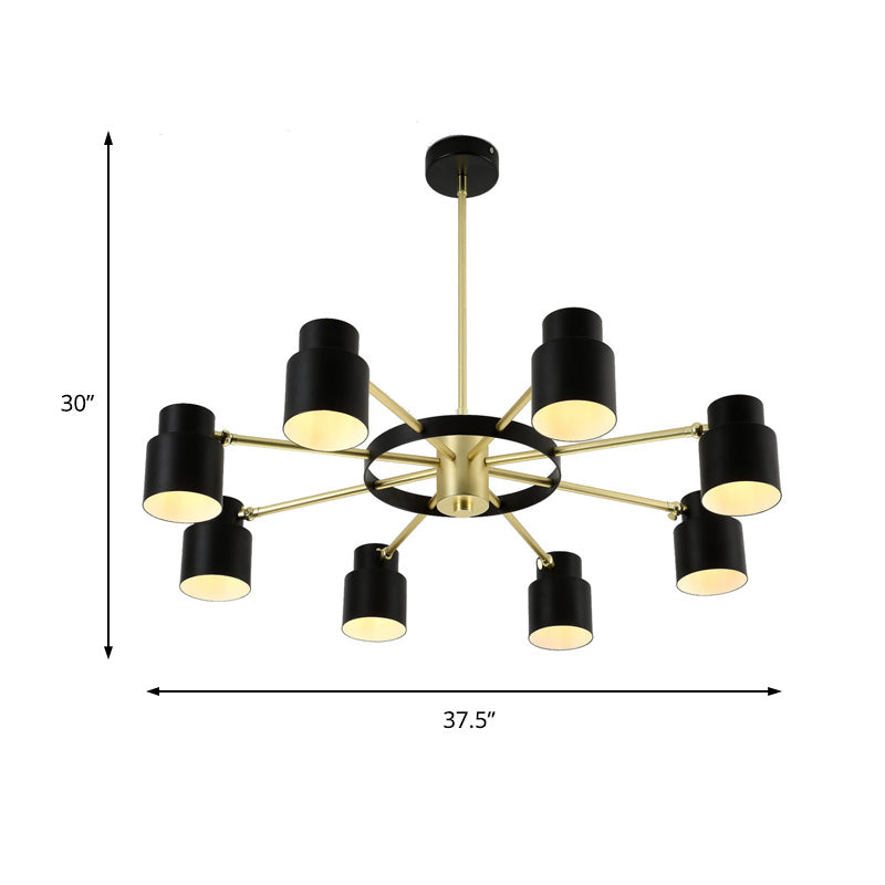 6/8 Lights Radial Pendant Chandelier Contemporary Metal Hanging Pendant Light in Black/White for Bedroom Clearhalo 'Ceiling Lights' 'Chandeliers' 'Modern Chandeliers' 'Modern' Lighting' 217633