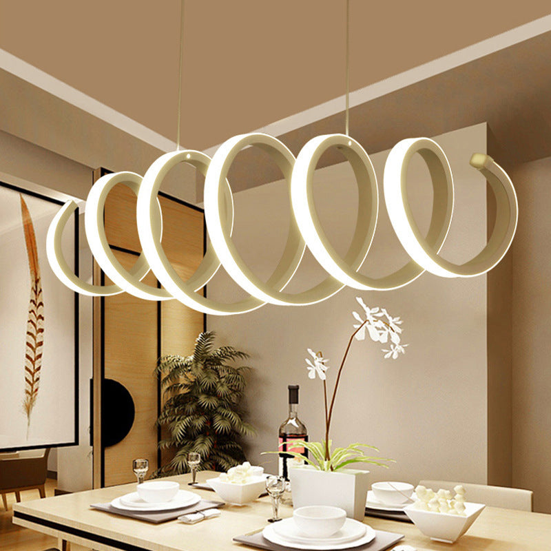 Spiral LED Island Pendant Light Minimalistic Metal White Hanging Lamp in Warm/White Light Clearhalo 'Ceiling Lights' 'Island Lights' Lighting' 2176632