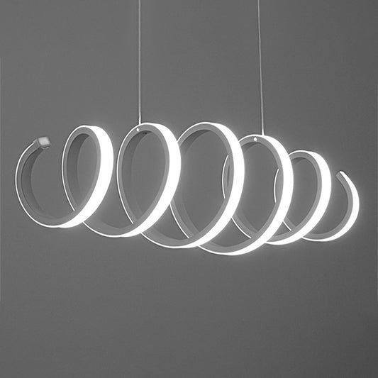 Spiral LED Island Pendant Light Minimalistic Metal White Hanging Lamp in Warm/White Light Clearhalo 'Ceiling Lights' 'Island Lights' Lighting' 2176633