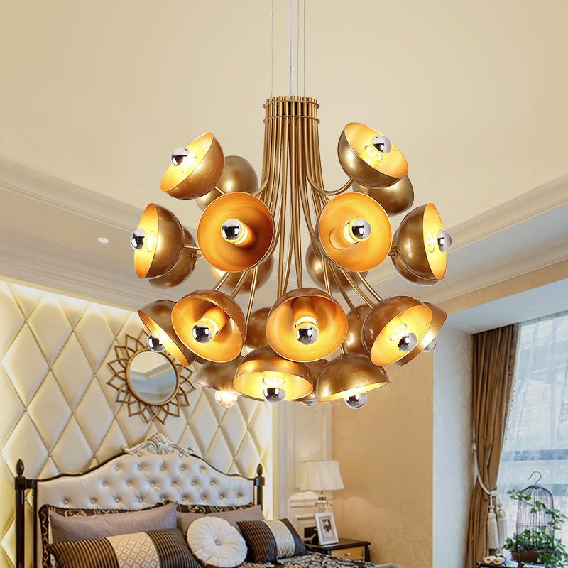 Retro Dome Chandelier Pendant Light Metal 24 Lights Hanging Ceiling Light in White/Gold Clearhalo 'Ceiling Lights' 'Chandeliers' 'Modern Chandeliers' 'Modern' Lighting' 217710