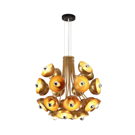 Retro Dome Chandelier Pendant Light Metal 24 Lights Hanging Ceiling Light in White/Gold Clearhalo 'Ceiling Lights' 'Chandeliers' 'Modern Chandeliers' 'Modern' Lighting' 217711