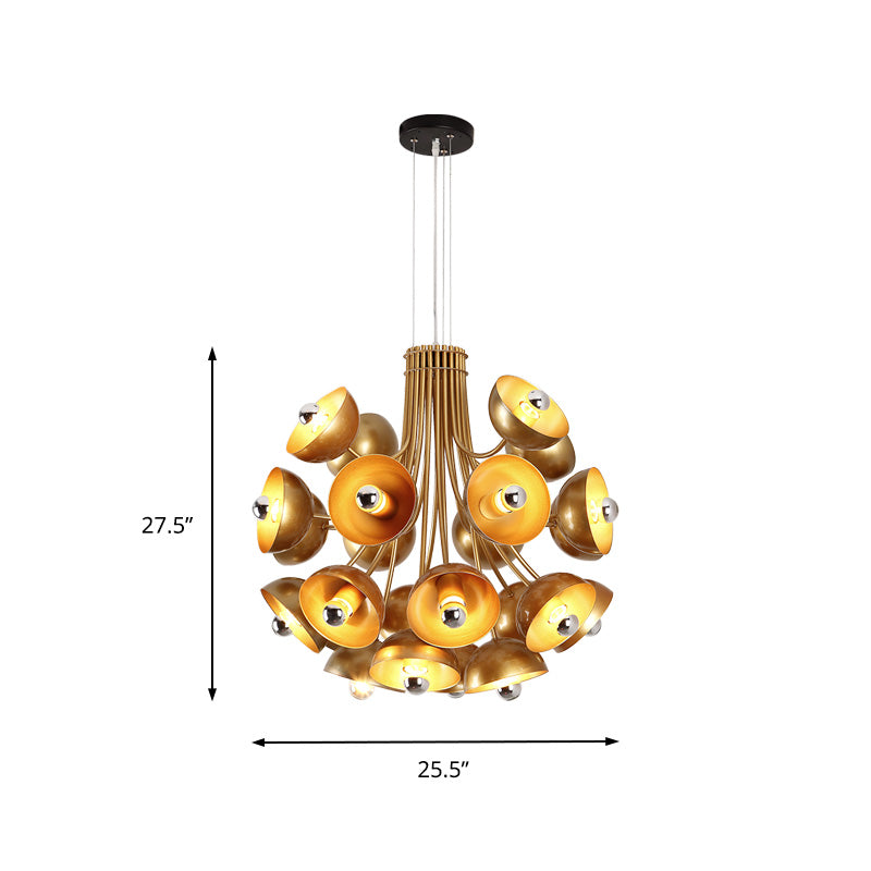 Retro Dome Chandelier Pendant Light Metal 24 Lights Hanging Ceiling Light in White/Gold Clearhalo 'Ceiling Lights' 'Chandeliers' 'Modern Chandeliers' 'Modern' Lighting' 217712