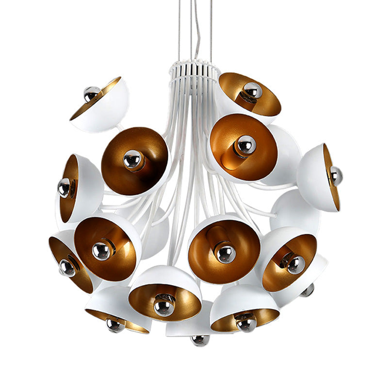 Retro Dome Chandelier Pendant Light Metal 24 Lights Hanging Ceiling Light in White/Gold Clearhalo 'Ceiling Lights' 'Chandeliers' 'Modern Chandeliers' 'Modern' Lighting' 217715