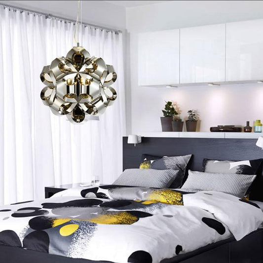 Stainless Steel Flower Chandelier Light Fixture Modernism Metal 4 Lights Pendant Light Fixture for Bedroom Stainless-Steel Clearhalo 'Ceiling Lights' 'Chandeliers' 'Modern Chandeliers' 'Modern' Lighting' 217764