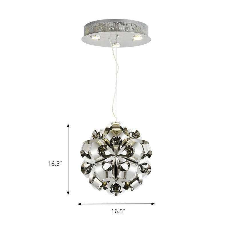 Stainless Steel Flower Chandelier Light Fixture Modernism Metal 4 Lights Pendant Light Fixture for Bedroom Clearhalo 'Ceiling Lights' 'Chandeliers' 'Modern Chandeliers' 'Modern' Lighting' 217767