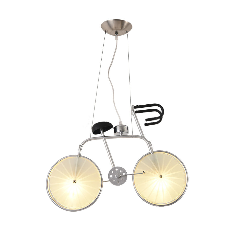 Blue/White Bicycle Chandelier Light Fixture Kids 2/3 Lights Metallic and Acrylic Pendant Lamp for Dining Room Clearhalo 'Ceiling Lights' 'Chandeliers' Lighting' options 217779