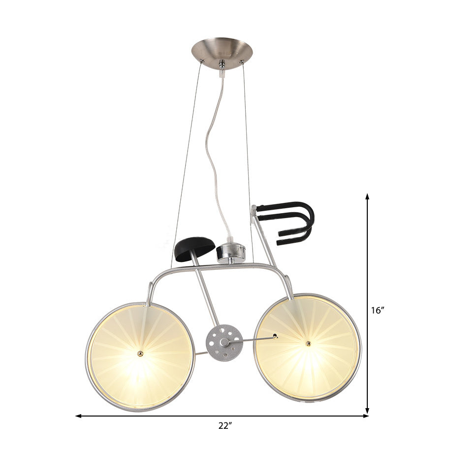 Blue/White Bicycle Chandelier Light Fixture Kids 2/3 Lights Metallic and Acrylic Pendant Lamp for Dining Room Clearhalo 'Ceiling Lights' 'Chandeliers' Lighting' options 217780