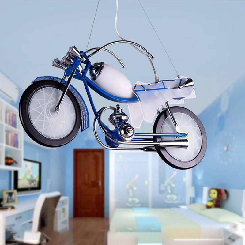 Blue/White Bicycle Chandelier Light Fixture Kids 2/3 Lights Metallic and Acrylic Pendant Lamp for Dining Room Clearhalo 'Ceiling Lights' 'Chandeliers' Lighting' options 217782