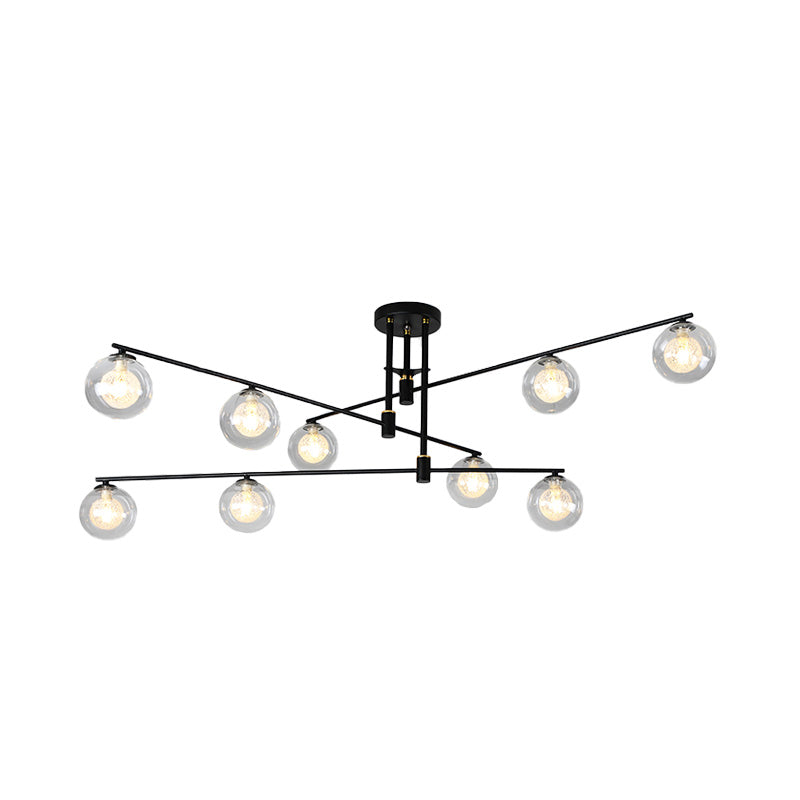 6/9 Lights Starburst Pendant Chandelier Minimalism Clear Glass Hanging Pendant Light in Black/Gold Clearhalo 'Ceiling Lights' 'Chandeliers' 'Glass shade' 'Glass' 'Modern Chandeliers' 'Modern' Lighting' 217799