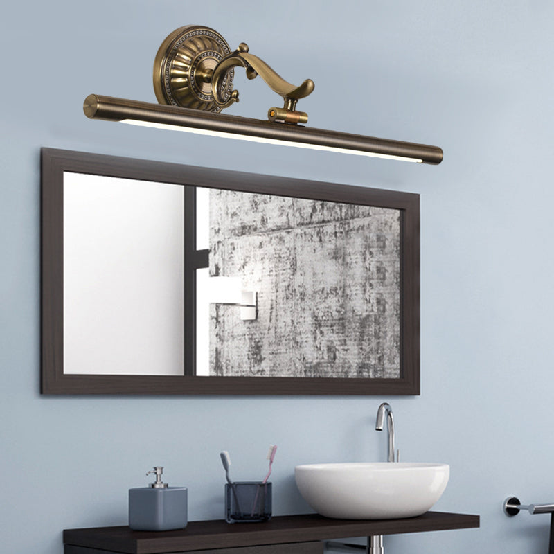 LED Wall Light with Elongated Metal Shade Classic Bathroom Vanity Lighting Fixture in Bronze/Gold, 16"/21.5"/25.5" Wide Bronze 21.5" Clearhalo 'Vanity Lights' 'Wall Lights' Lighting' 217809