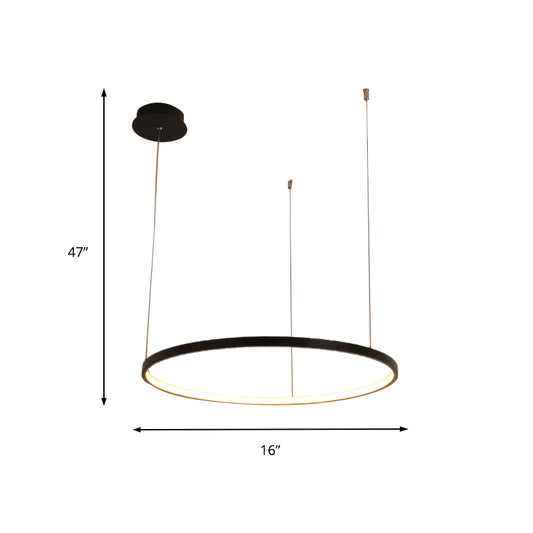 Black Circular Chandelier Light Fixture Minimalist Acrylic 1/2/3 Lights Pendant Light Fixture in White/Warm Light Clearhalo 'Ceiling Lights' 'Chandeliers' 'Modern Chandeliers' 'Modern' Lighting' 217826