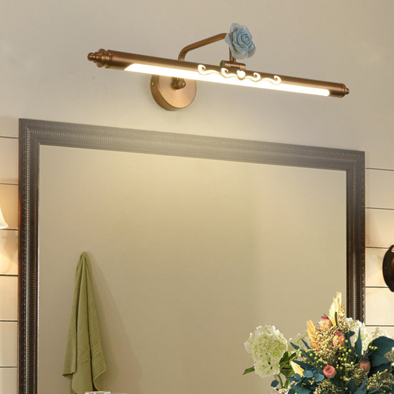 LED Metal Vanity Lamp Classic Gold Linear Bathroom Sconce Light Fixture, 16"/20"/25" Wide Clearhalo 'Vanity Lights' 'Wall Lights' Lighting' 217859