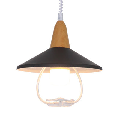 Black/Blue Conic Shade Hanging Lamp Macaron Stylish Metal 1 Head Dining Table Pendant Light Fixture Black Clearhalo 'Ceiling Lights' 'Modern Pendants' 'Modern' 'Pendant Lights' 'Pendants' Lighting' 21786