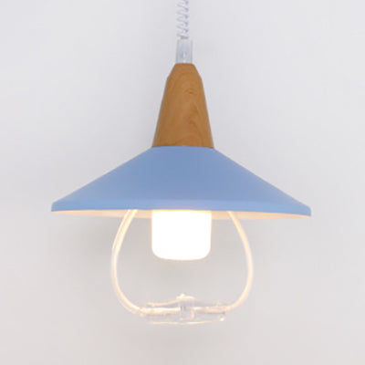 Black/Blue Conic Shade Hanging Lamp Macaron Stylish Metal 1 Head Dining Table Pendant Light Fixture Blue Clearhalo 'Ceiling Lights' 'Modern Pendants' 'Modern' 'Pendant Lights' 'Pendants' Lighting' 21788