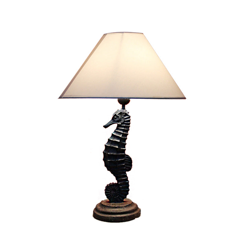 Blue/Red Sea Horse Table Lighting Contemporary Style 1 Light Resin Table Lamp with Cone Fabric Shade Clearhalo 'Lamps' 'Table Lamps' Lighting' 217888