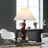 Blue/Red Sea Horse Table Lighting Contemporary Style 1 Light Resin Table Lamp with Cone Fabric Shade Clearhalo 'Lamps' 'Table Lamps' Lighting' 217890