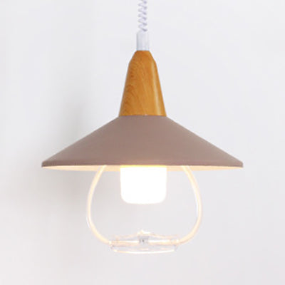 Black/Blue Conic Shade Hanging Lamp Macaron Stylish Metal 1 Head Dining Table Pendant Light Fixture Brown Clearhalo 'Ceiling Lights' 'Modern Pendants' 'Modern' 'Pendant Lights' 'Pendants' Lighting' 21793