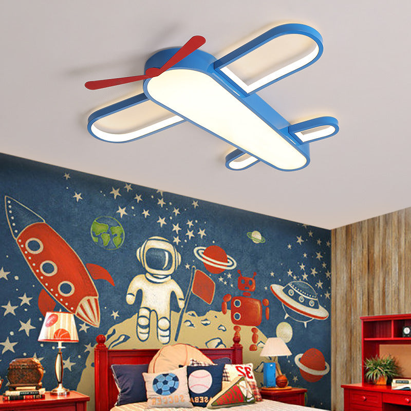 Acrylic Plane Shaped Ceiling Lamp Contemporary Style LED Blue Flushmount Lighting for Children Room Blue Clearhalo 'Ceiling Lights' 'Close To Ceiling Lights' 'Close to ceiling' 'Flush mount' Lighting' 217940