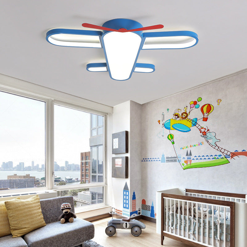 Acrylic Plane Shaped Ceiling Lamp Contemporary Style LED Blue Flushmount Lighting for Children Room Clearhalo 'Ceiling Lights' 'Close To Ceiling Lights' 'Close to ceiling' 'Flush mount' Lighting' 217941