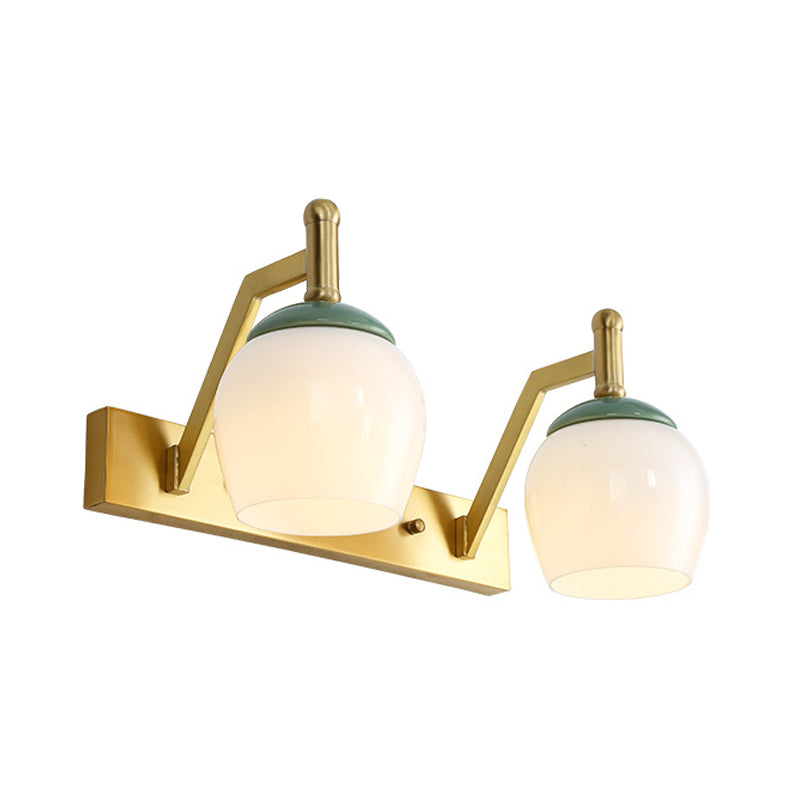 2/3 Lights Vanity Lamp Traditional Bubble Frosted Glass Sconce Light Fixture in Brass for Bathroom Clearhalo 'Vanity Lights' 'Wall Lights' Lighting' 217984