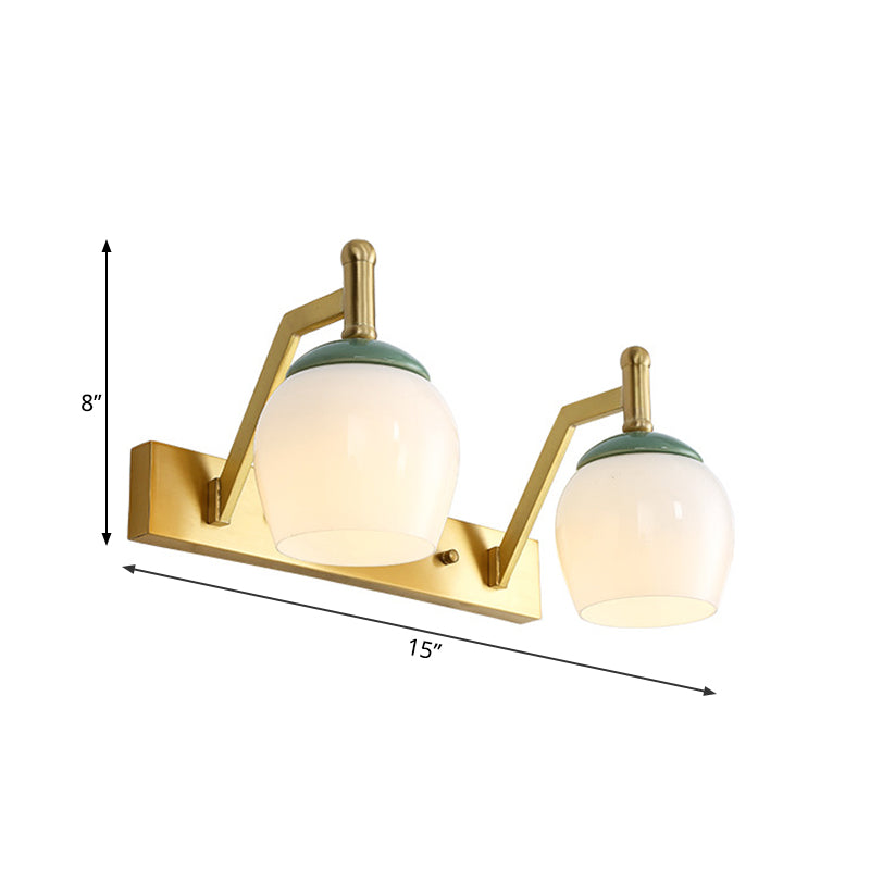 2/3 Lights Vanity Lamp Traditional Bubble Frosted Glass Sconce Light Fixture in Brass for Bathroom Clearhalo 'Vanity Lights' 'Wall Lights' Lighting' 217985