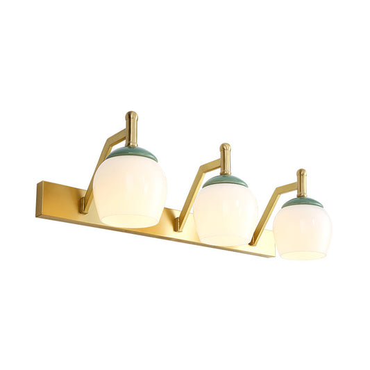 2/3 Lights Vanity Lamp Traditional Bubble Frosted Glass Sconce Light Fixture in Brass for Bathroom Clearhalo 'Vanity Lights' 'Wall Lights' Lighting' 217989