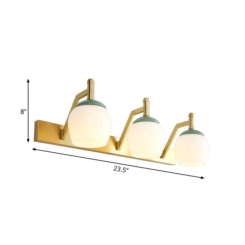 2/3 Lights Vanity Lamp Traditional Bubble Frosted Glass Sconce Light Fixture in Brass for Bathroom Clearhalo 'Vanity Lights' 'Wall Lights' Lighting' 217990