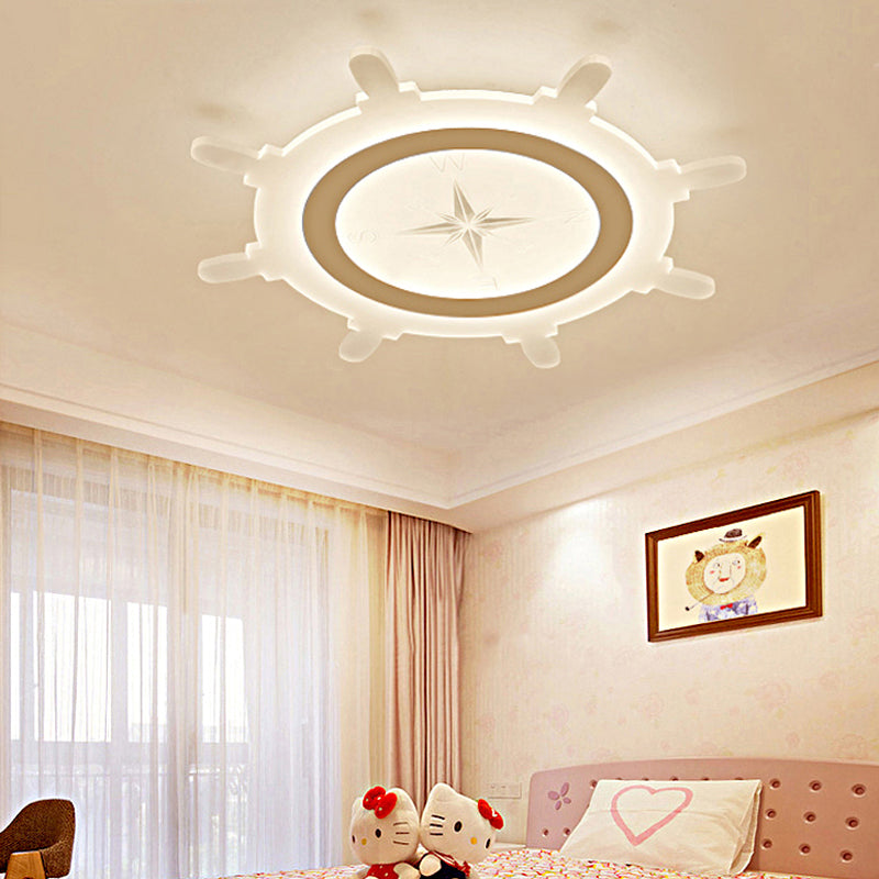 Rudder Acrylic Shade Flush Ceiling Light Modern Style LED White Ceiling Lamp for Child Bedroom Clearhalo 'Ceiling Lights' 'Close To Ceiling Lights' 'Close to ceiling' 'Flush mount' Lighting' 217993