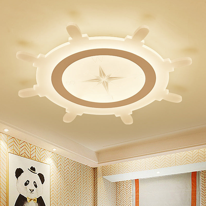 Rudder Acrylic Shade Flush Ceiling Light Modern Style LED White Ceiling Lamp for Child Bedroom Clearhalo 'Ceiling Lights' 'Close To Ceiling Lights' 'Close to ceiling' 'Flush mount' Lighting' 217994