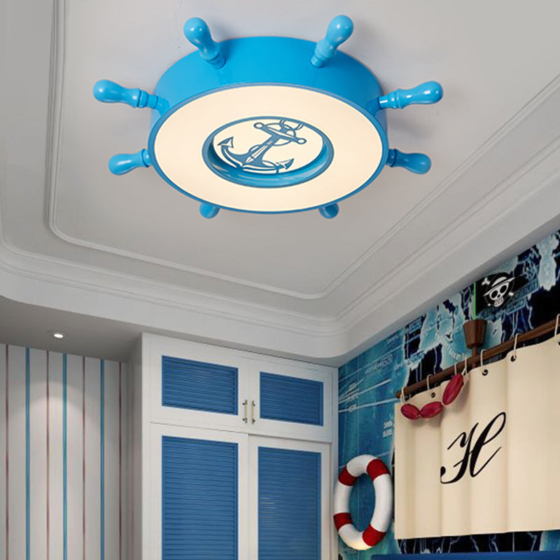 LED Bedroom Flush Mount Fixture Cartoon Stylish Blue Ceiling Lighting with Rudder Acrylic Shade Clearhalo 'Ceiling Lights' 'Close To Ceiling Lights' 'Close to ceiling' 'Flush mount' Lighting' 218010