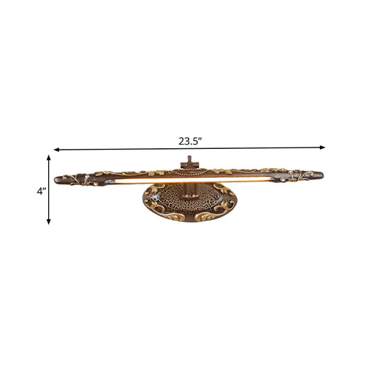 Brown Elongated Vanity Light Fixture Classic Metal LED Bathroom Sconce Lamp in White/Warm Light, 19.5"/23.5"/26" Wide Clearhalo 'Vanity Lights' 'Wall Lights' Lighting' 218042