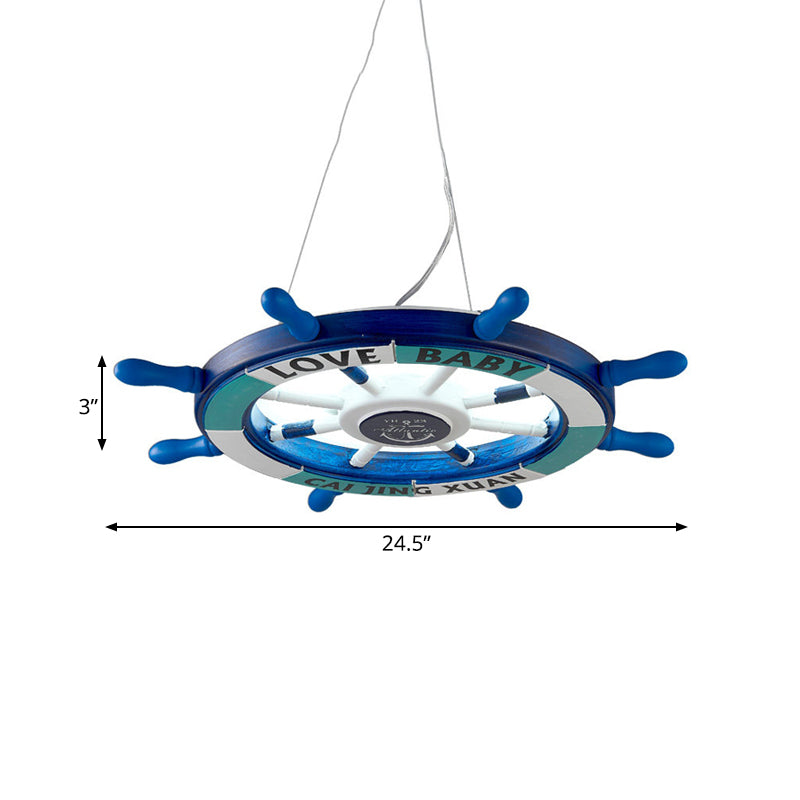 Blue Rudder Shaped Chandelier Lighting Modernist Style LED Wooden Pendant Lamp for Kindergarten Clearhalo 'Ceiling Lights' 'Chandeliers' Lighting' options 218059