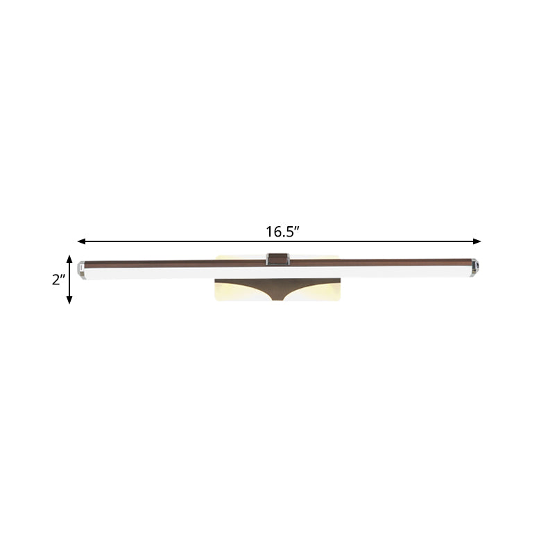 Brown Elongated Vanity Light Fixture Classic Metal LED Bathroom Sconce Lamp in White/Warm Light, 16.5"/23" Wide Clearhalo 'Vanity Lights' 'Wall Lights' Lighting' 218087