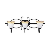 3 Lights Vanity Sconce Classic Flared White Glass Wall Mounted Light in Black for Bathroom Clearhalo 'Vanity Lights' 'Wall Lights' Lighting' 218123