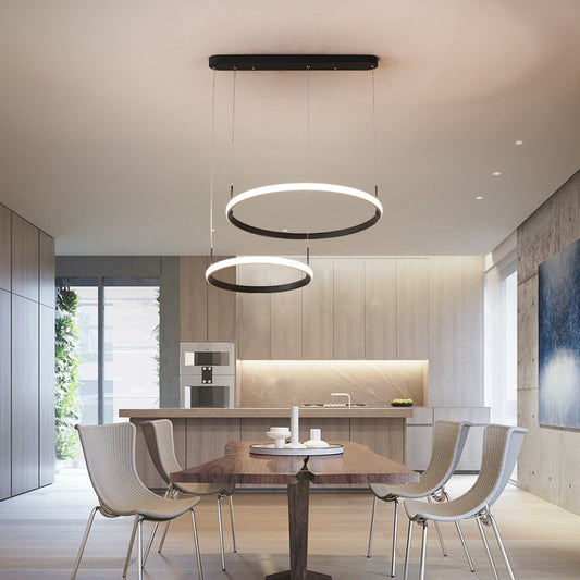 Brown Circle Chandelier Light Minimalist Acrylic 2/3/5 Heads Hanging Ceiling Light in White/Warm/Natural Light 2 Brown Clearhalo 'Ceiling Lights' 'Chandeliers' 'Modern Chandeliers' 'Modern' Lighting' 218164