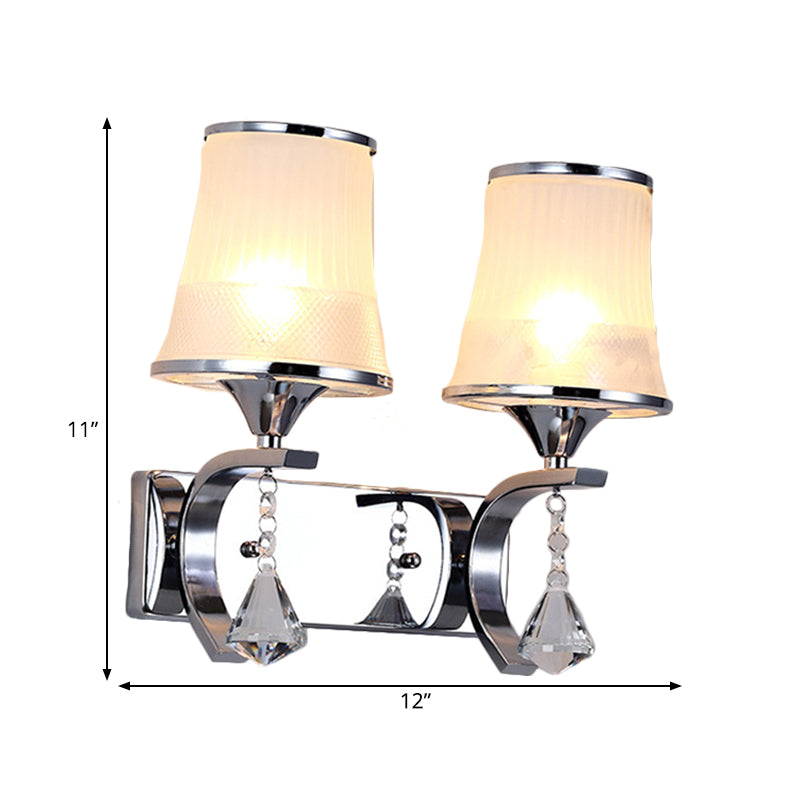 Vintage Style Bell Sconce Light Fixture Clear Glass 2 Lights Bedroom Gold Finish Wall Lamp with Crystal Accent Clearhalo 'Modern wall lights' 'Modern' 'Wall Lamps & Sconces' 'Wall Lights' Lighting' 2181685