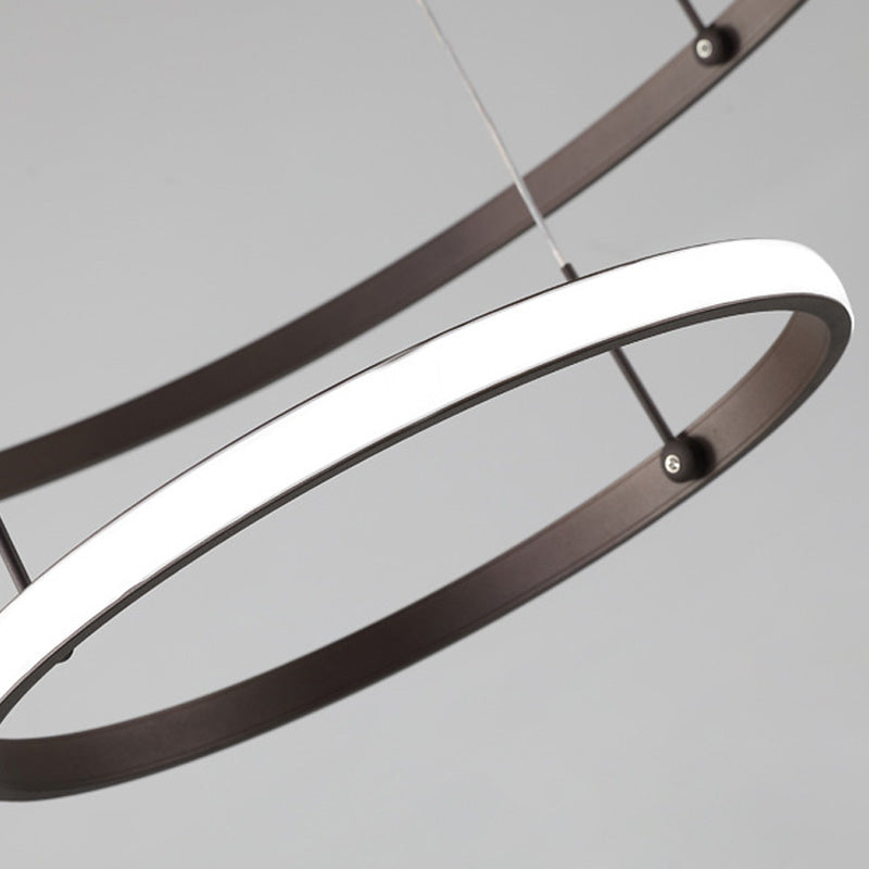 Brown Circle Chandelier Light Minimalist Acrylic 2/3/5 Heads Hanging Ceiling Light in White/Warm/Natural Light Clearhalo 'Ceiling Lights' 'Chandeliers' 'Modern Chandeliers' 'Modern' Lighting' 218176