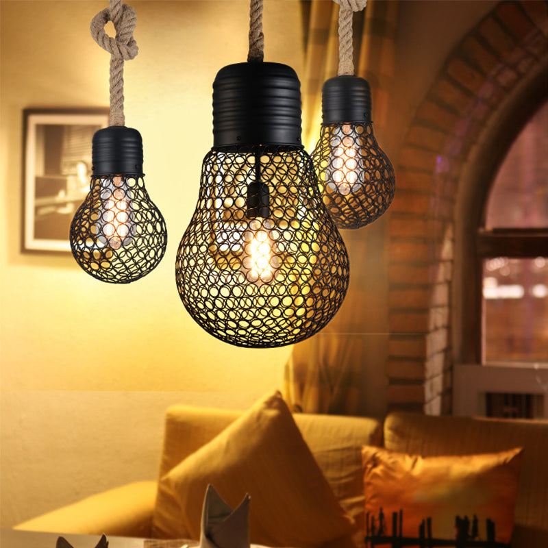 6"/11" Wide Metal Mesh Bulb Cage Ceiling Light Loft Style 1 Head Restaurant Suspension Pendant in Black Clearhalo 'Art Deco Pendants' 'Black' 'Cast Iron' 'Ceiling Lights' 'Ceramic' 'Crystal' 'Industrial Pendants' 'Industrial' 'Metal' 'Middle Century Pendants' 'Pendant Lights' 'Pendants' 'Rustic Pendants' 'Tiffany' Lighting' 2181806