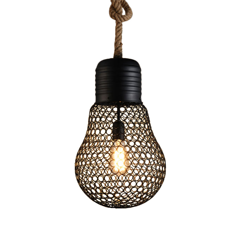 6"/11" Wide Metal Mesh Bulb Cage Ceiling Light Loft Style 1 Head Restaurant Suspension Pendant in Black Clearhalo 'Art Deco Pendants' 'Black' 'Cast Iron' 'Ceiling Lights' 'Ceramic' 'Crystal' 'Industrial Pendants' 'Industrial' 'Metal' 'Middle Century Pendants' 'Pendant Lights' 'Pendants' 'Rustic Pendants' 'Tiffany' Lighting' 2181807