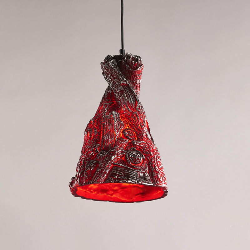 Yellow/Red 1 Light Hanging Pendant Light Warehouse Resin Conic Ceiling Lighting Fixture for Restaurant Clearhalo 'Ceiling Lights' 'Pendant Lights' 'Pendants' Lighting' 2181848