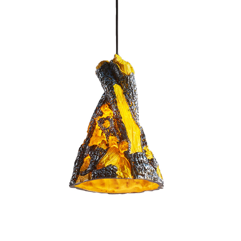 Yellow/Red 1 Light Hanging Pendant Light Warehouse Resin Conic Ceiling Lighting Fixture for Restaurant Clearhalo 'Ceiling Lights' 'Pendant Lights' 'Pendants' Lighting' 2181851