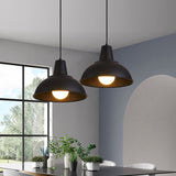 Dome Iron Hanging Light Kit Vintage 12"/16" Wide 1 Light Restaurant Suspension Pendant in White/Black Clearhalo 'Art Deco Pendants' 'Black' 'Cast Iron' 'Ceiling Lights' 'Ceramic' 'Crystal' 'Industrial Pendants' 'Industrial' 'Metal' 'Middle Century Pendants' 'Pendant Lights' 'Pendants' 'Rustic Pendants' 'Tiffany' Lighting' 2181919